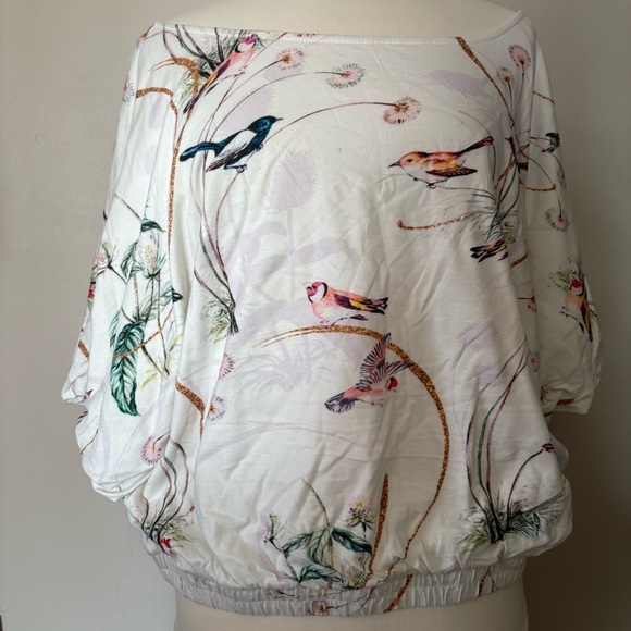 Maeve by Anthropologie | XL Floral Bird Print Bubble Crop - Picture 8 of 10